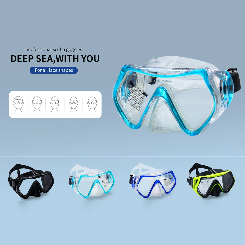 Snorkeling Diving Mask Adult Swimming Goggles Anti-Fog Silicone Swimming Mask Big Frame With Nose Cover Swimming Glasses