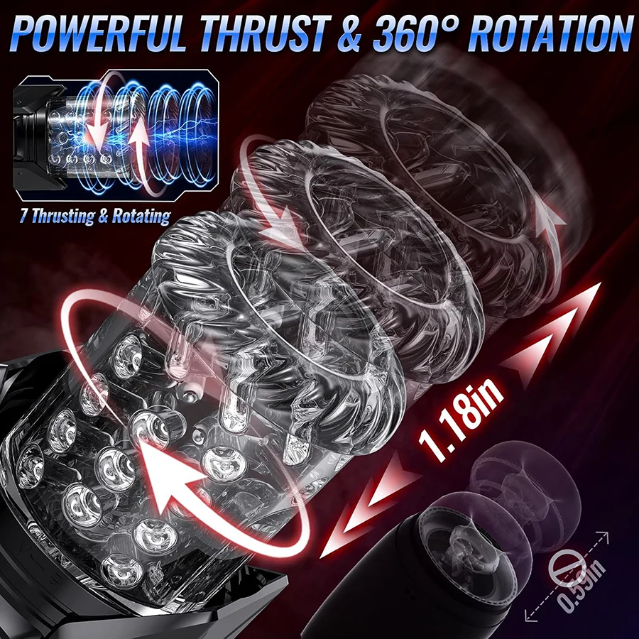 Male Automatic Masturbator Cup Penis Pump 7 Thrusting Rotating Vibrating Sucking Licking Modes Pussy Blowjob Sex Toys For Men view 3