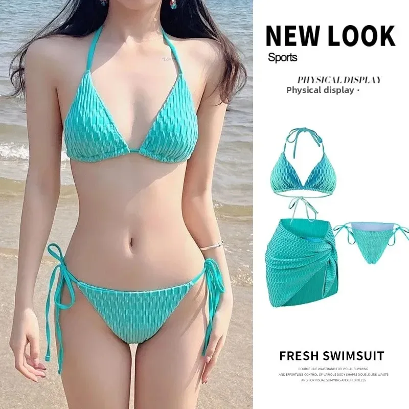 

Sexy Bikini Swimsuit Women's Small Chest Gathered Three Point Style Slimming Separate Three Angle Holiday Hot Spring Swimwear