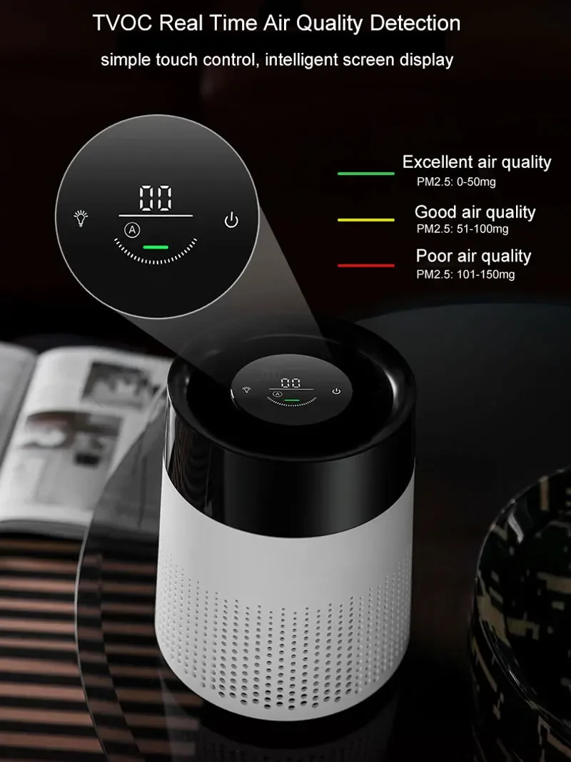 Xiaomi Air Purifier Intelligent Digital Air Detection Touch Start Stop Multi Adsorption PM2.5 Removal Color Light Negative Ions