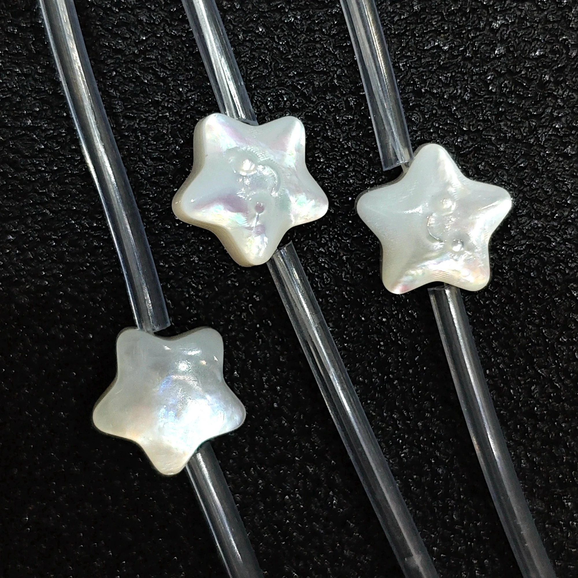 White Mother of Pearl Cute Smile Star Shell Beads Wholesale White Lip MOP Loose Gemstone Strand for DIY Jewelry Making
