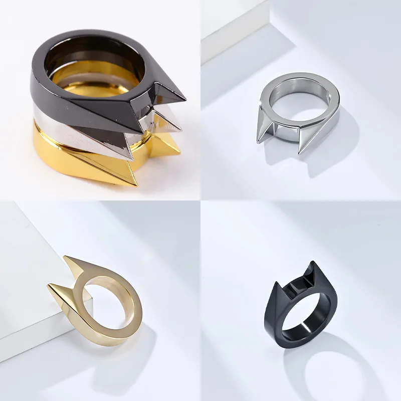 แหวนป้องกันตัว, ที่ทุบกระจก, เครื่องประดับนิ้วที่มีเอกลักษณ์เฉพาะตัว, ป้องกันตัวและป้องกันหมาป่า, โลหะผสมสังกะสี, เส้นผ่านศูนย์กลางภายใน 20 มม.