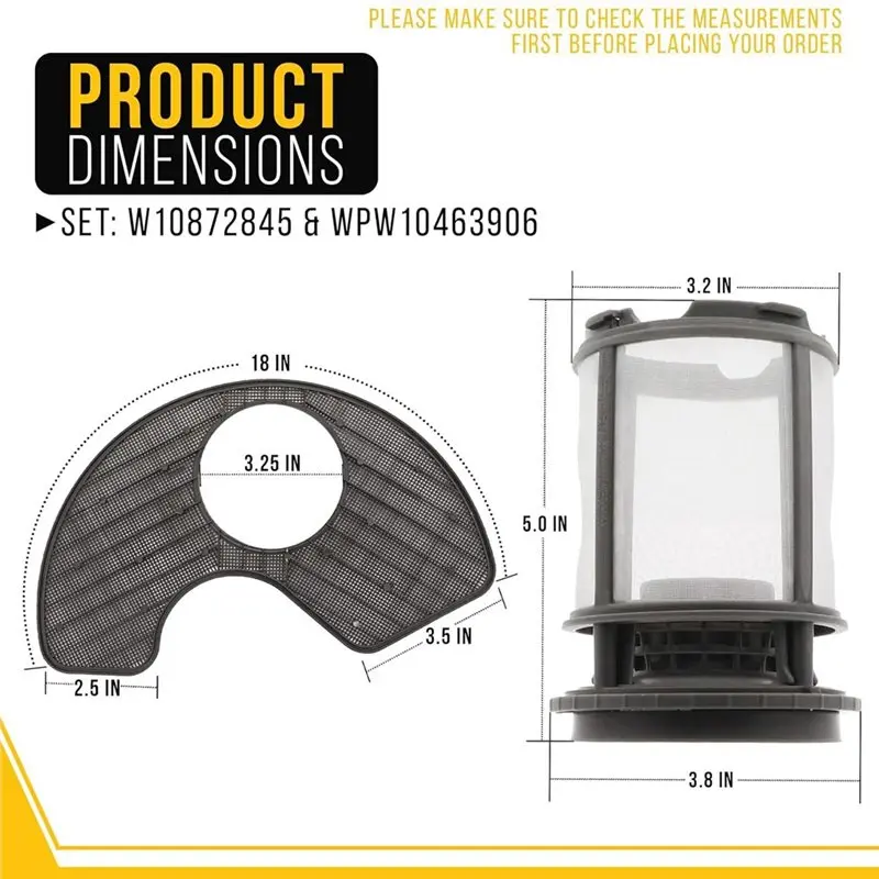 【جديد A39M】 قطع غيار لغسالة الأطباق Whirlpool Kenmore Kitchenaid-WP W10872845 وفلتر المضخة WPW10463906 مرشح الشاشة AP6