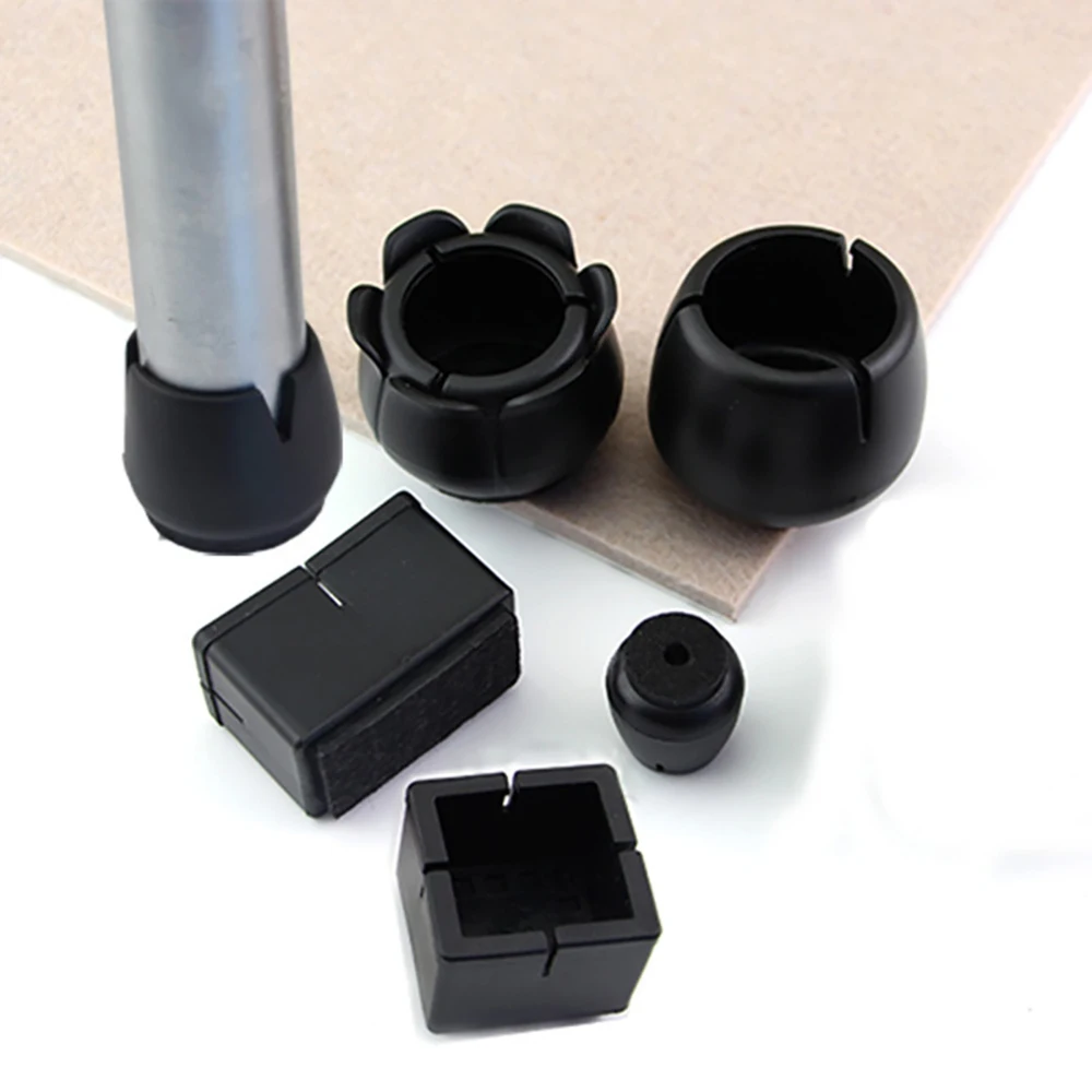 Black PVC Table&chair Foot Covers Quiet and Durable Furniture Foot Covers Thick Wear-Resistant&anti Slip Protective Covers