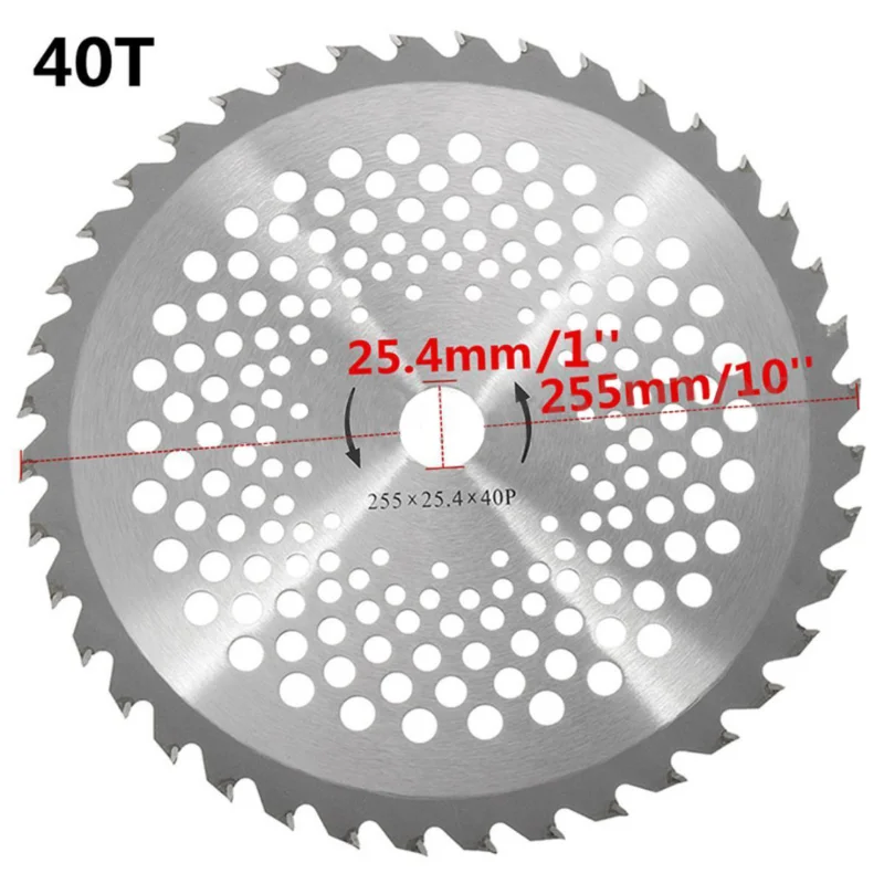 NEW 10 inch 40T Brush Cutter Blade Steel Lawn Mower  Bore Dia. 25.4mm Carbide Tip Garden Replacement Parts