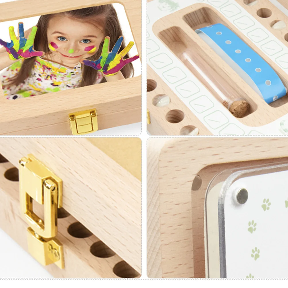 Baby Tooth Keepsake Holder Child Preservation Organizer Lanugo Bamboo Teeth Storage