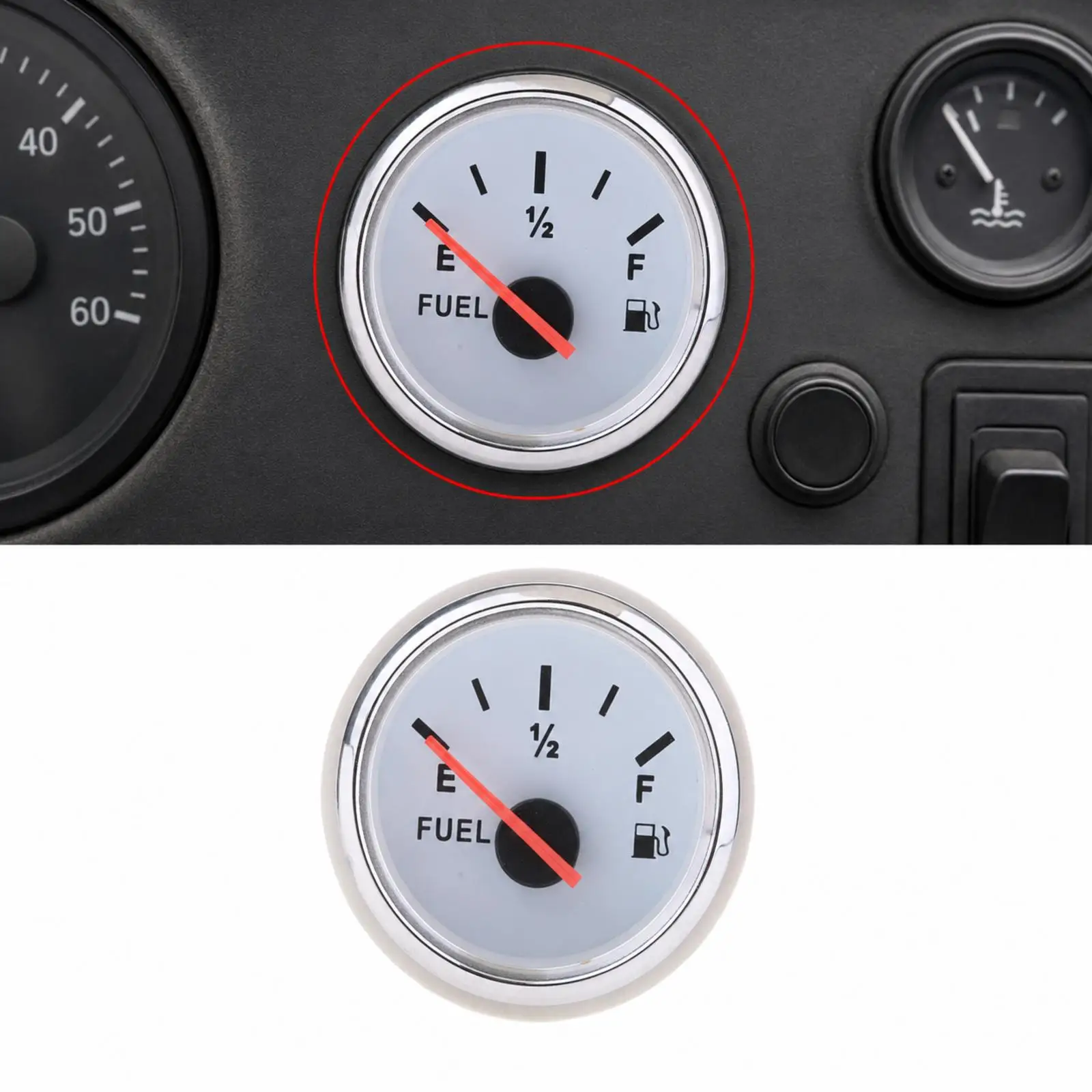 Stainless Steel LED Boat Fuel Indicator Gauge 52mm Waterproof Electrical Meter for Marine Applications