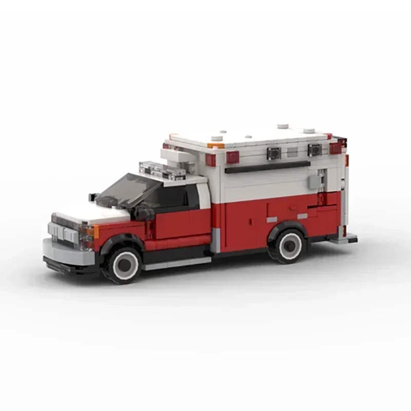 Stadsautomodel Moc Bouwstenen Ems New York Ambulance F-550 Technologie Modulaire Blokken Geschenken Kerstspeelgoed Diy Sets Assemblage