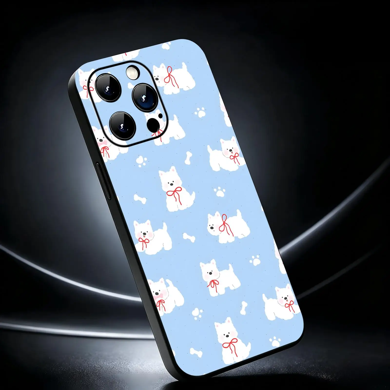 Phone Case For iPhone17 16 16e 15 14 13 12Plus Mini Pro Max Anti-Drop Soft Black Case Cute little dog view 2