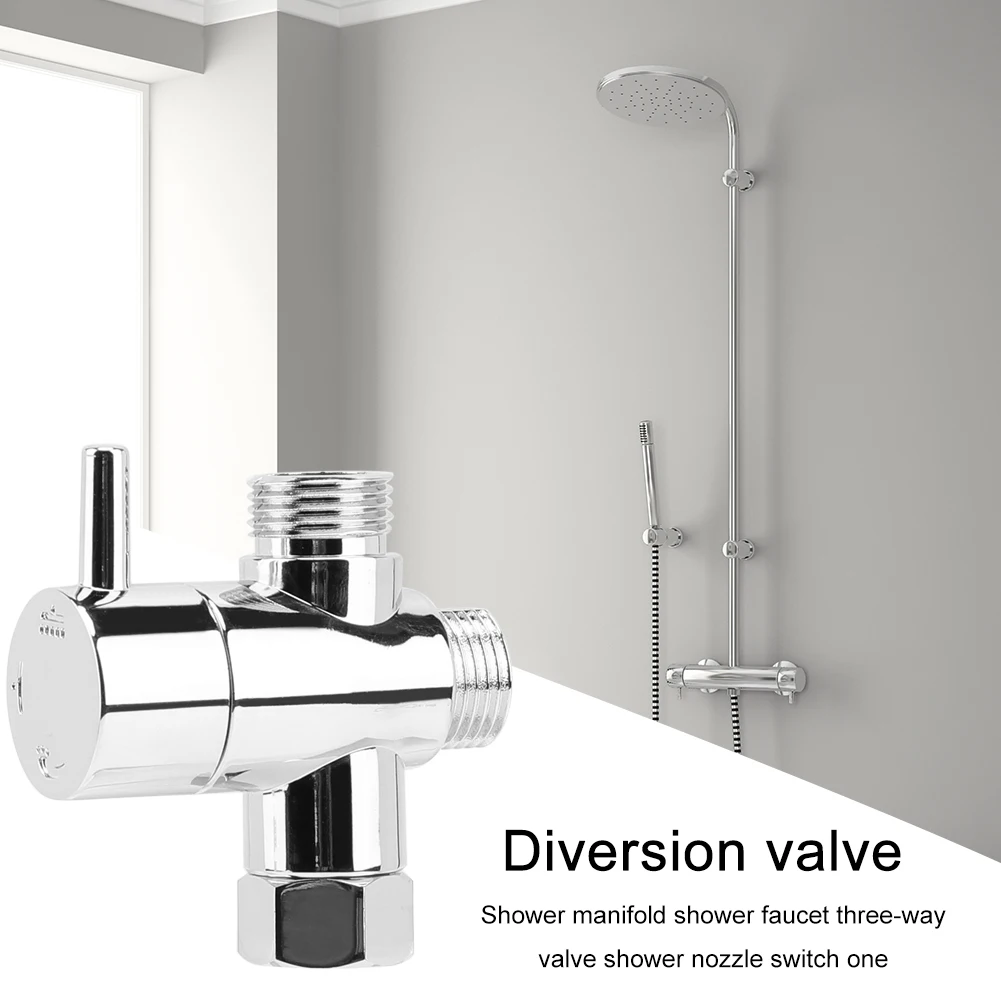 

Diversion Valve Tap Chrome Faucet T Adapter Anti-scratch Shower Head Diverter Valve Corrosion Resistant for Handheld Showerhead