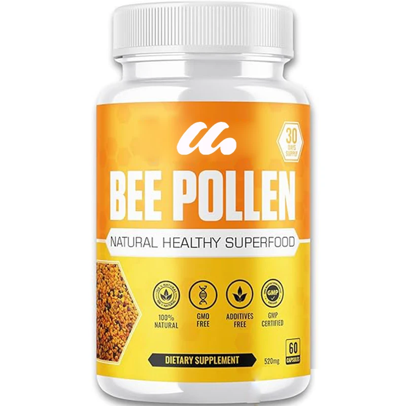 100% Natural Bee Pollen Granule Capsules, Vitamin B, Antioxidants, Minerals, Enzymes, Proteins, Amino Acids