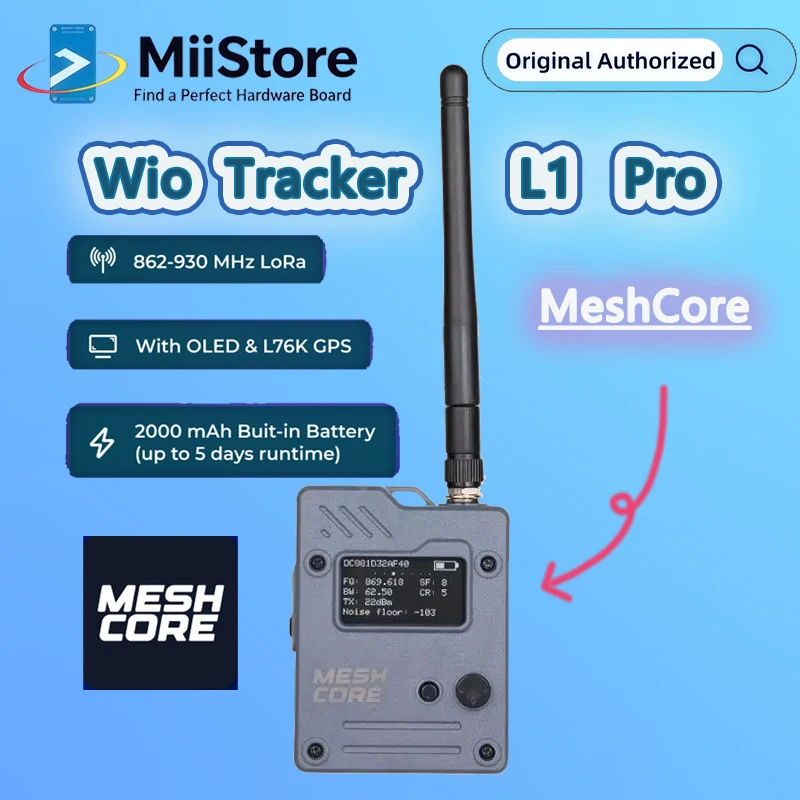 

MeshCore Wio Tracker L1 Pro 868MHz-915MHz Lora IoT, OLED L76K GPS Off-Grid Secure Text Communication Device,rechargeable battery
