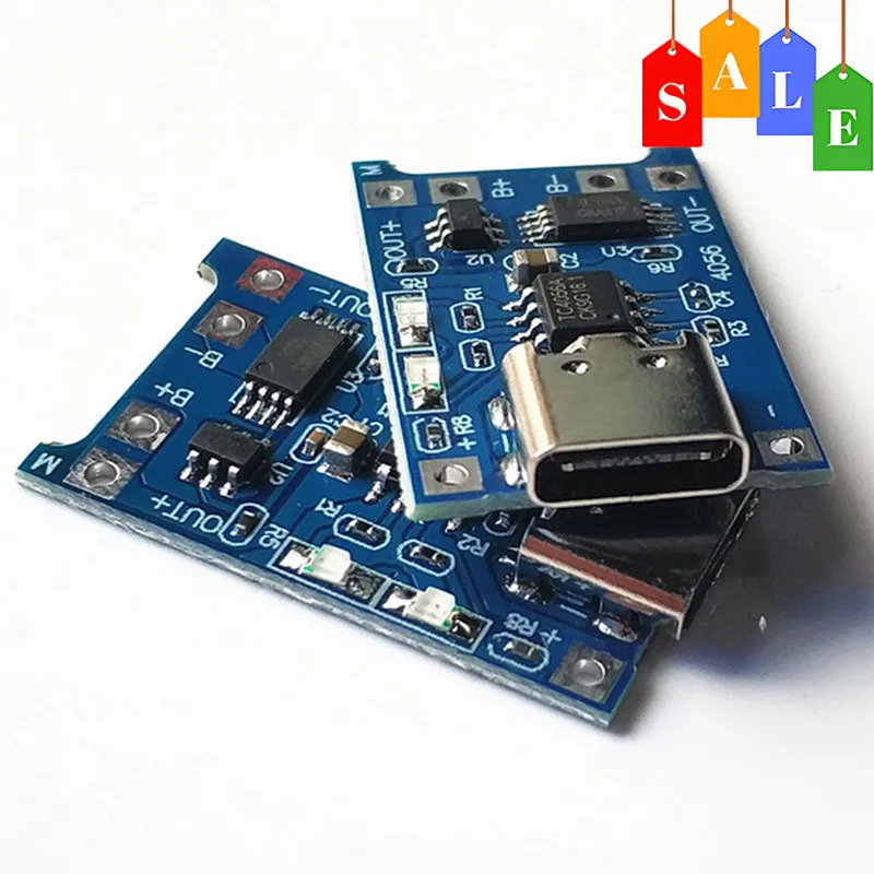 1A 18650 Lithium Battery Protection Board Type-c/Micro/Mini USB Charging Module TP4056 With Protection One Plate Module