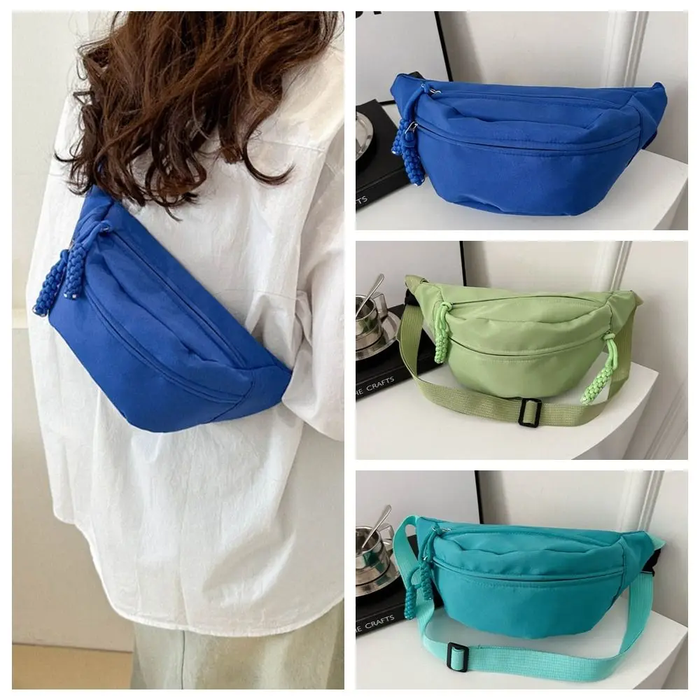 Fashion Zipper Canvas Chest Bag Korean Style Shoulder Bag Nylon Crossbody Bag Message Bag Large Capacity Waist Bag Sports