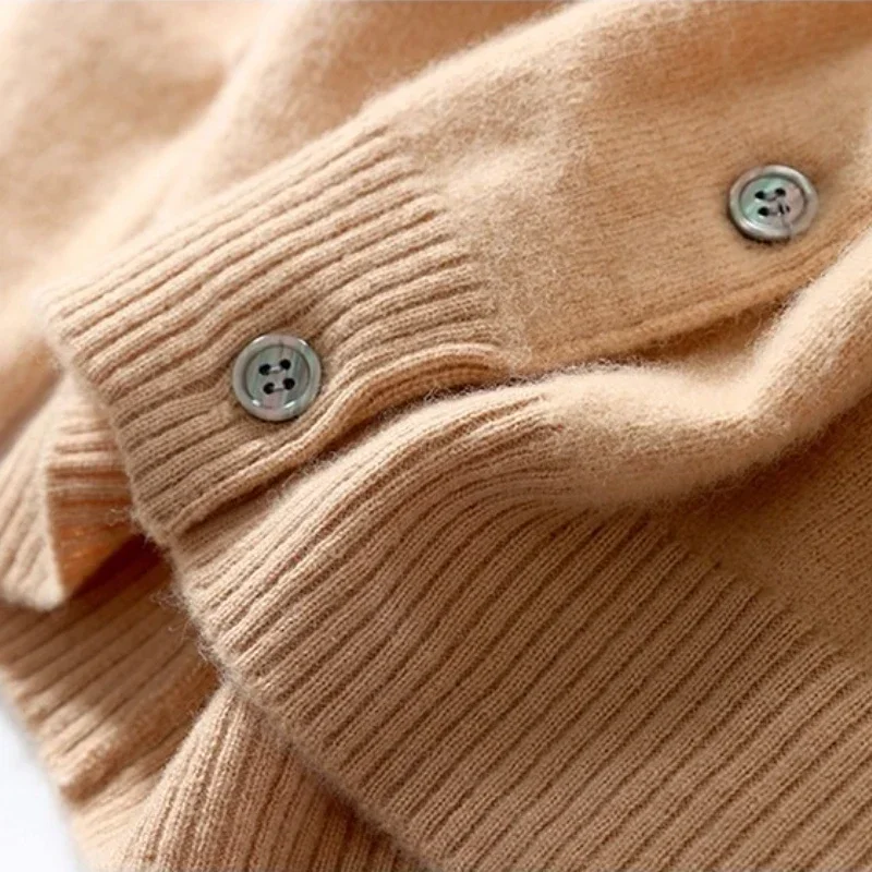 سترة نسائية للخريف والشتاء واحدة الصدر بياقة دائرية سترات حياكة كلاسيكية بأكمام طويلة ملابس خروج فضفاضة متعددة الاستخدامات غير رسمية #6