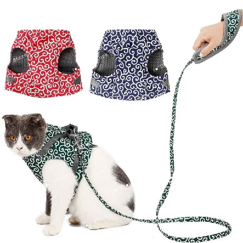 

japanese style anti-break-free cat harness and leash set kitten accessories arnes gato cats supplies puppy harness для кошек