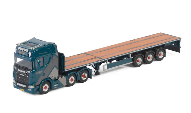 Alloy Model Toy Gift 1:50 Scale SCA-NIA CS20 6X2 Tractor,Platform Trailer Transport Truck Vehicle Diecast Toy Model,01-2982