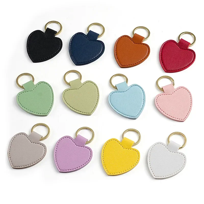 Bag Pendant Key Chain Ring Personalized Name Number Leather Heart Keychain Laser Custom Logo Couple Lover Friend Gift Keyring