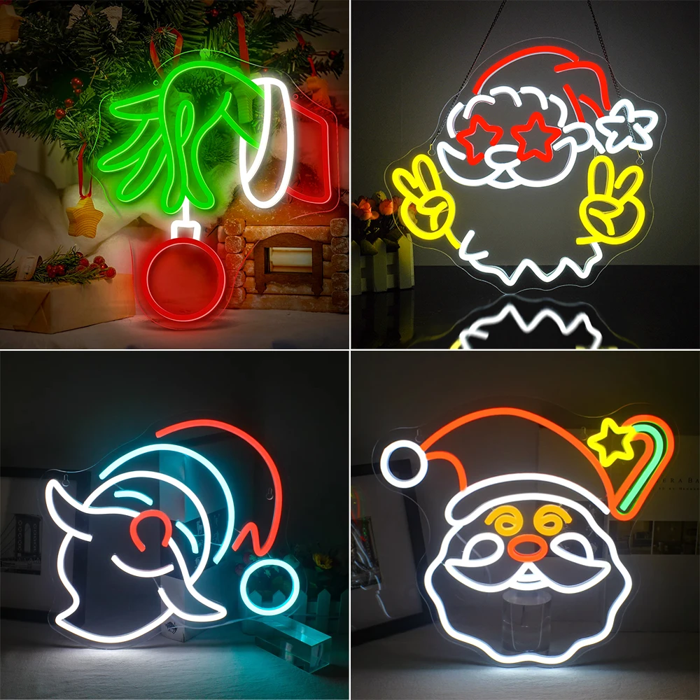 

Santa Claus Neon Sign Christmas Neon Sign for Wall Decor Led Santa Hat Lights For Bedroom Home Party Merry Christmas Decor Gift