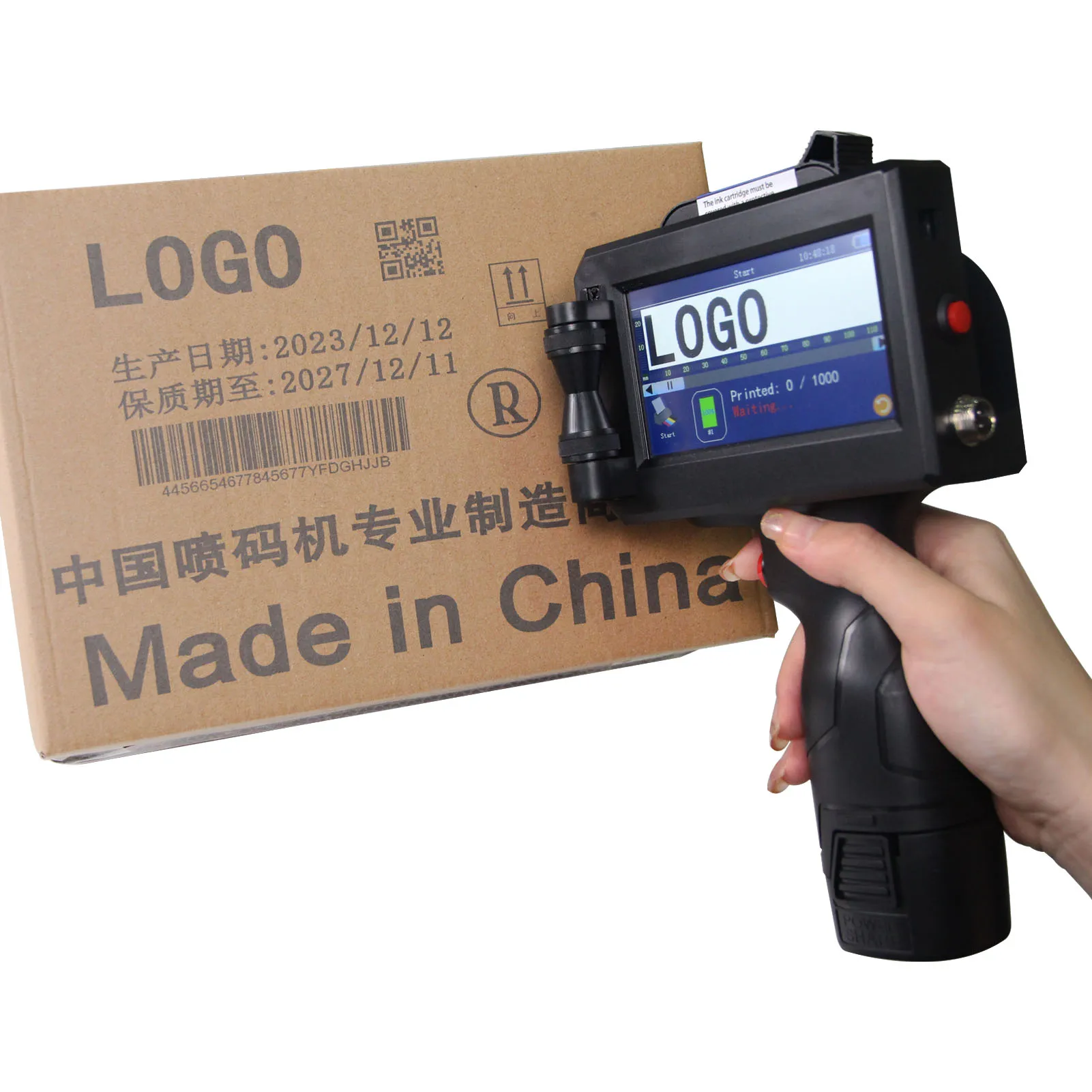 25.4mm QR Bar Batch Code Variable Number Variable Date Logo Expiry Date Lable Portable Hand Jet Handheld Thermal Inkjet Printer