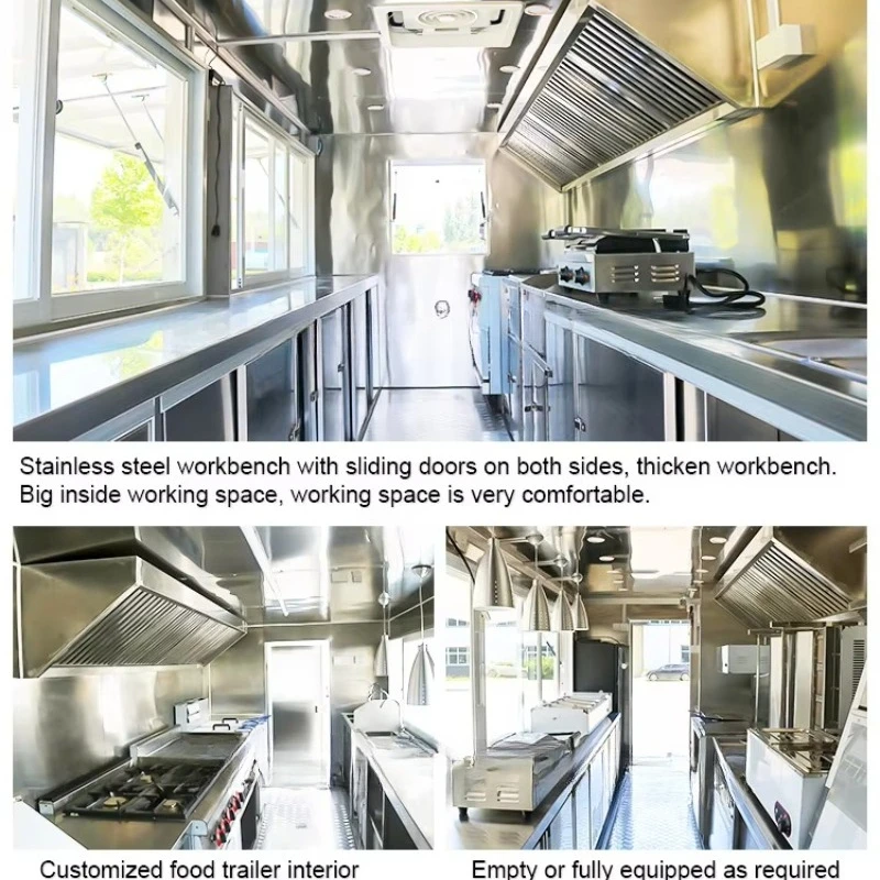 Street Food Cart Fast Food Trucks Mobile Food Trailer Shipping Container Kitchen Fully Equipped Mobile Restaurant Customizable view 6