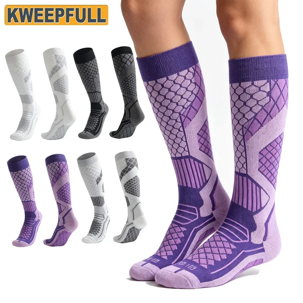 

1Pair Knee High Thickened Ski Snowboard Socks Thermal Warm Moisture Wicking Anti Slip Winter Sports Stockings for Adults