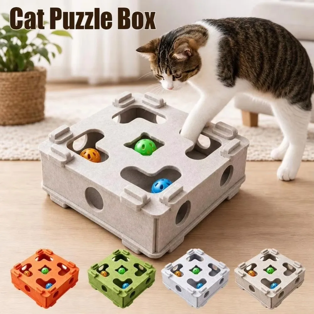 Felt Cat Maze Play Box Bite Resistant Interactive Cat Puzzle Toy Scratch Resistant Modular Splicing Cat Teaser Box Self Play