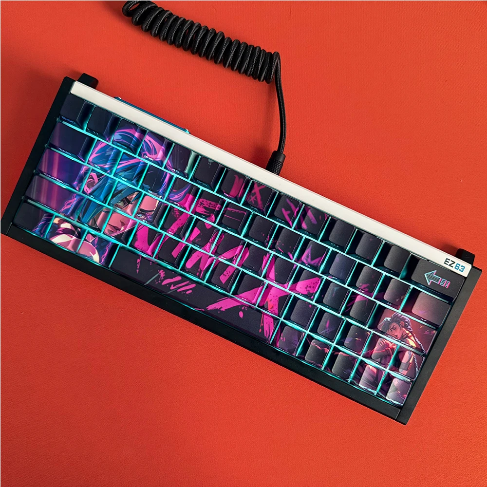 PBT Keycaps Jinx Anime Keycap Cherry Profile Dye Sublimation Caps For 61 68 75 87 104 Mechanical Keyboard Side Print Keycap