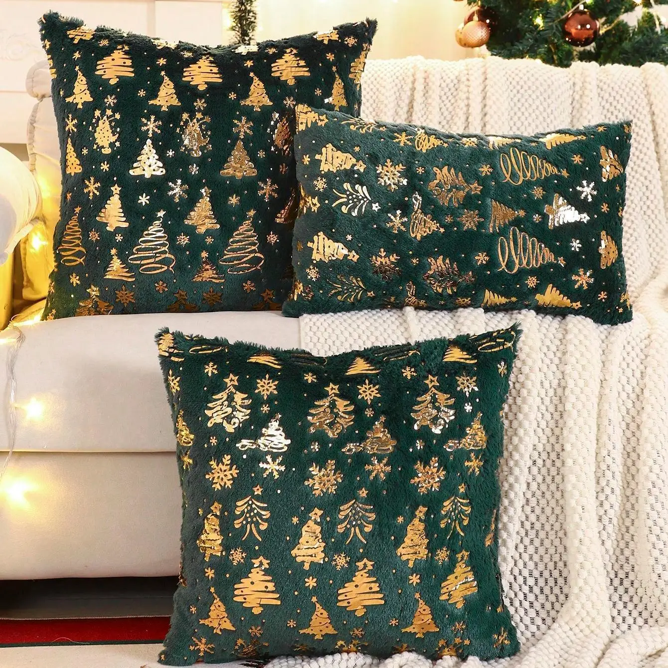 Christmas Towel Embroidery Pillowcase Holiday Home Decoration Sofa Pillow Throw Pillow Case Pillowcase Living Room Cushion Cover