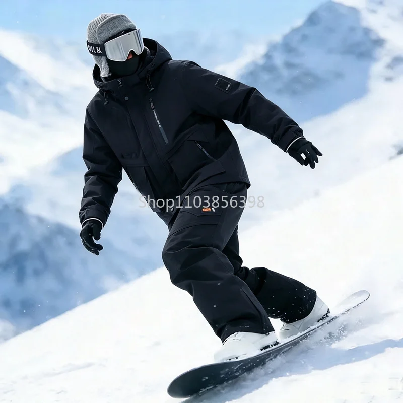 Winter Ski Suit for Men Thicken Warm Windproof Waterproof Jacket Loose Pants Snowboard Snow Coat Outdoor Skiing Trousers Male