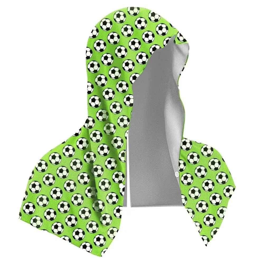 Quick-Dry Cooling Sports Scarf Football Pattern Moisture-Wicking Hooded Headscarf Breathable Lightweight UV Protection Towel