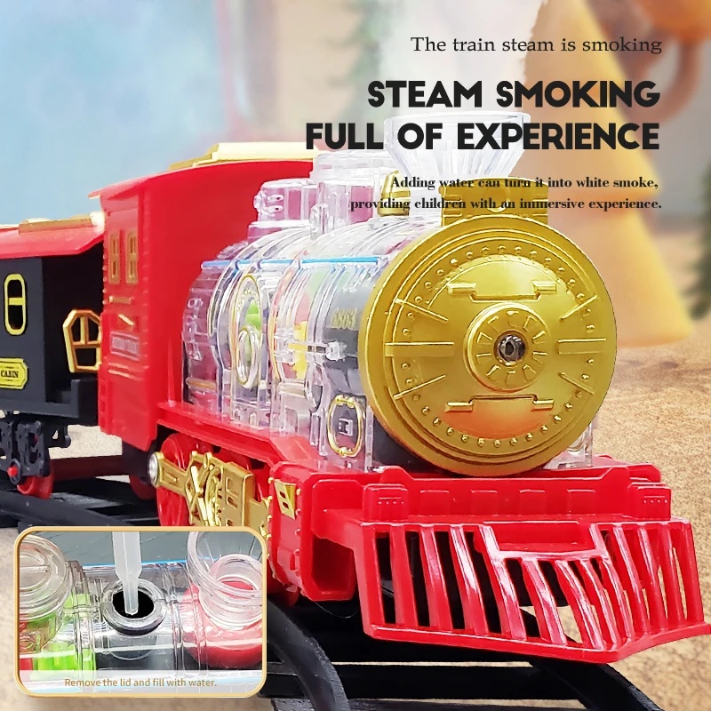 Steam train，Train Set-Electric Train Sets Toddlers Classical Train Toys,Battery-Powered Locomotive Engine with Sound and Lights