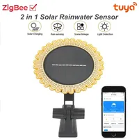Tuya Smart Zigbee Rain Sensor With Light Detector Solar Operated IP66 Outdoor Waterproof Rain Detector Remote Control