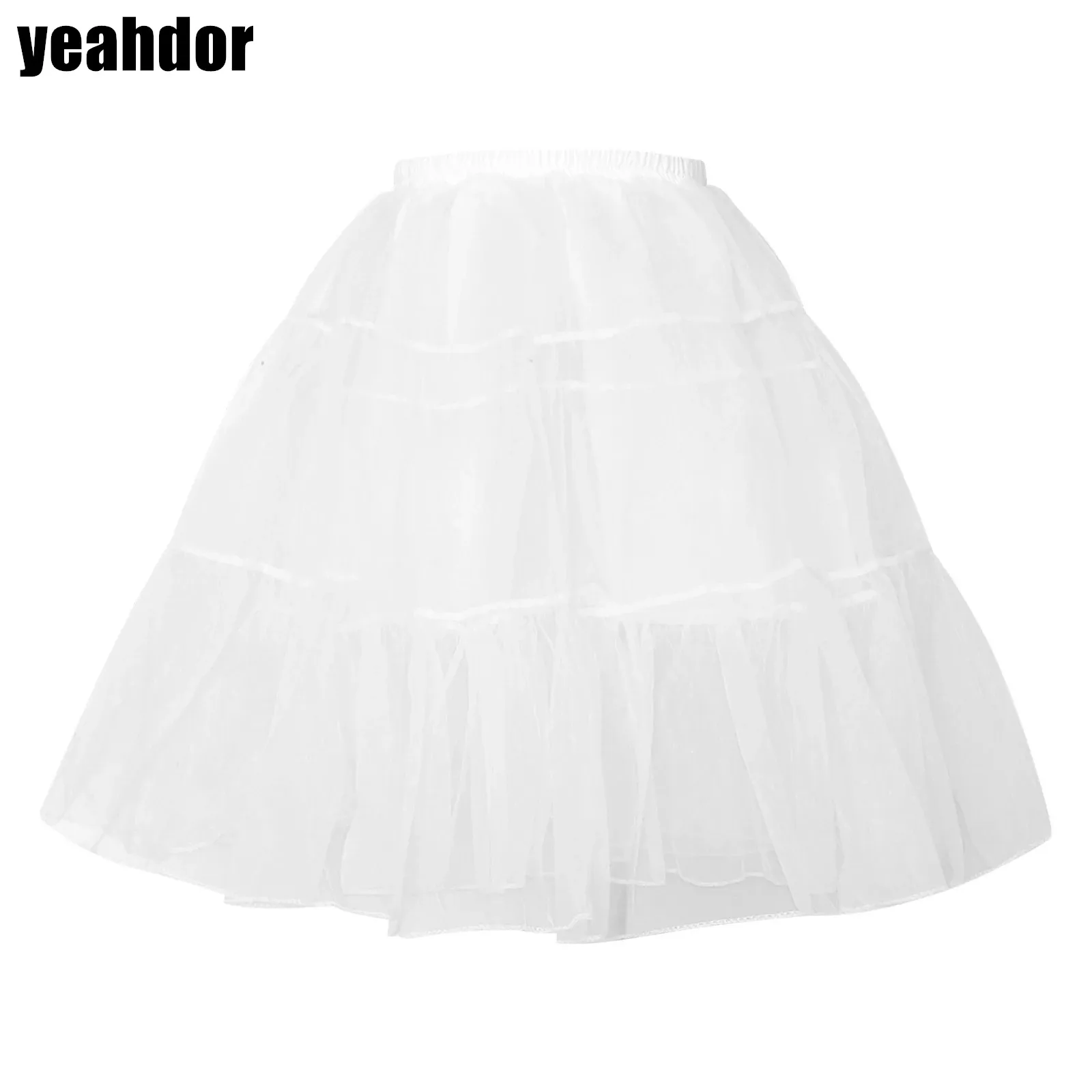 Womens Girls Organza Ruffled Underskirt Elastic Waist Loopless Tiered Petticoat Lolita Dress Cosplay Dress Underskirt Accessory