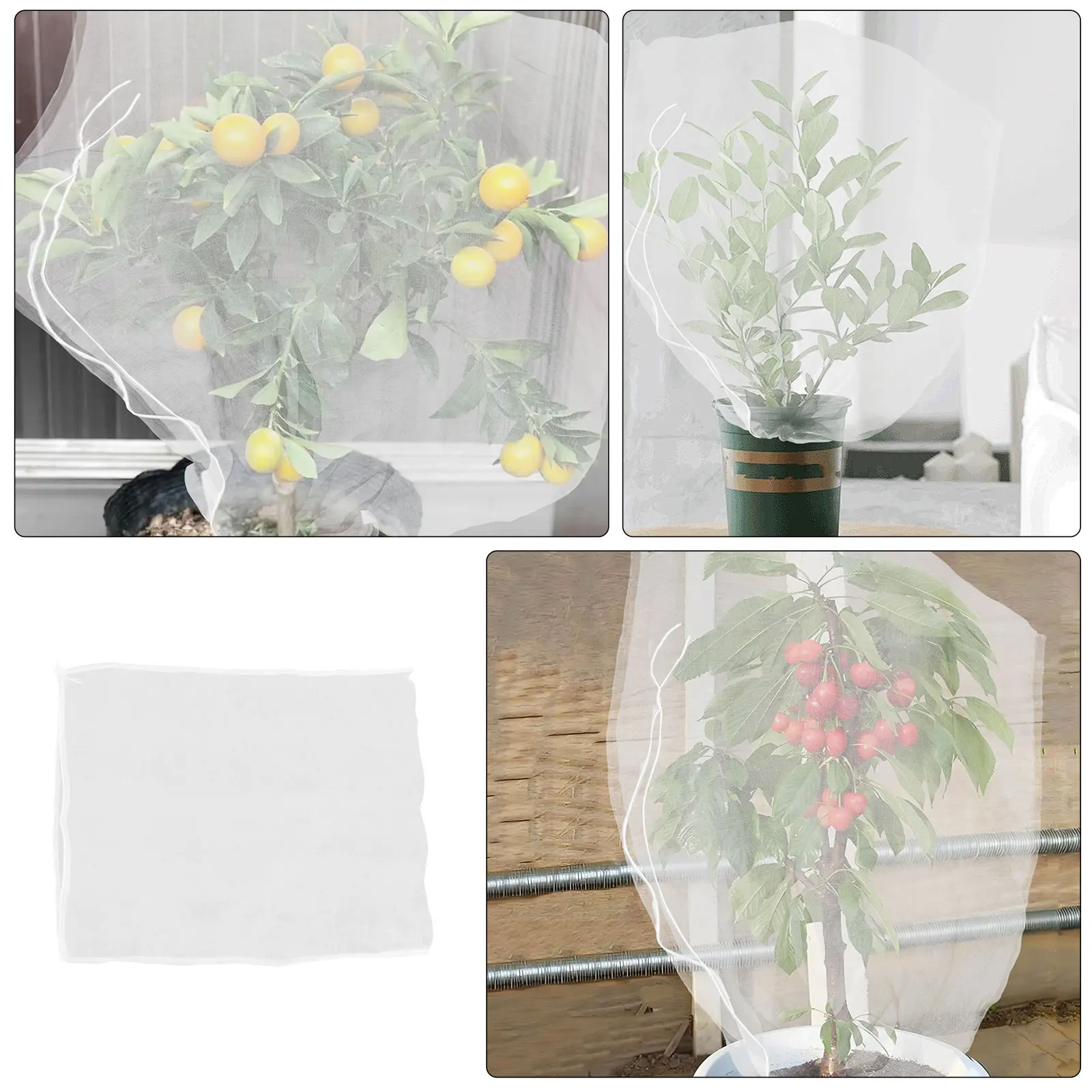 8Pcs Plant Netting Bags Fine Mesh Drawstring Zipper Closure Bird Insect Barrier Garden Protection Covers Garden Bug Netting