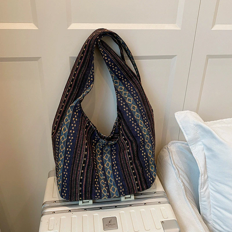 المرأة بوهو شيك ازتيك حمل حقيبة العرقية حبال Crossbody الكتف محفظة للعمل السفر سيدة الحياكة قماش الغجر الهبي حقيبة