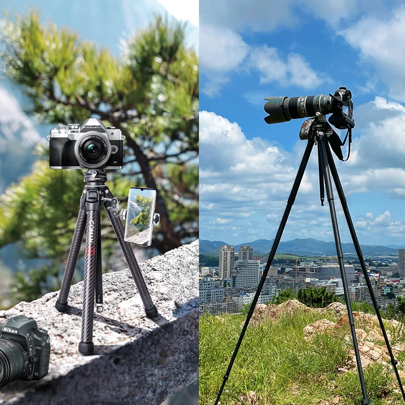 Zero X Tripé Invertivel Compacto Suporte Digital Profissional Tripé Escalável de Fibra de Carbono