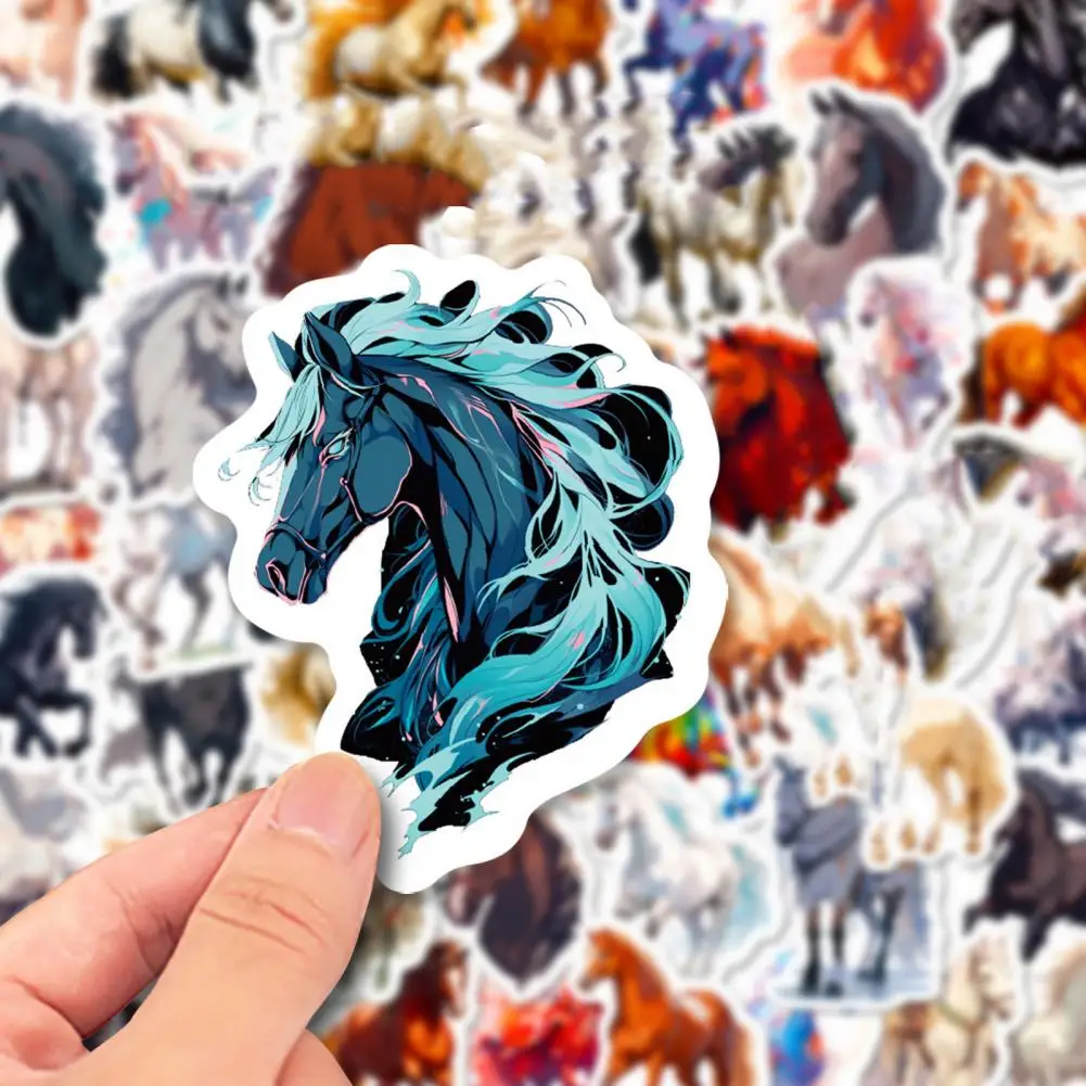 Horse Theme Stickers High-precision Printing Stickers 50pcs Hand-painted Horse Sticker Set Waterproof Pvc for Phone for Luggage