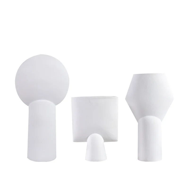 

Nordic simple geometric shape ceramic pillar vase model house living room flower arrangement creative home jewelry ornament