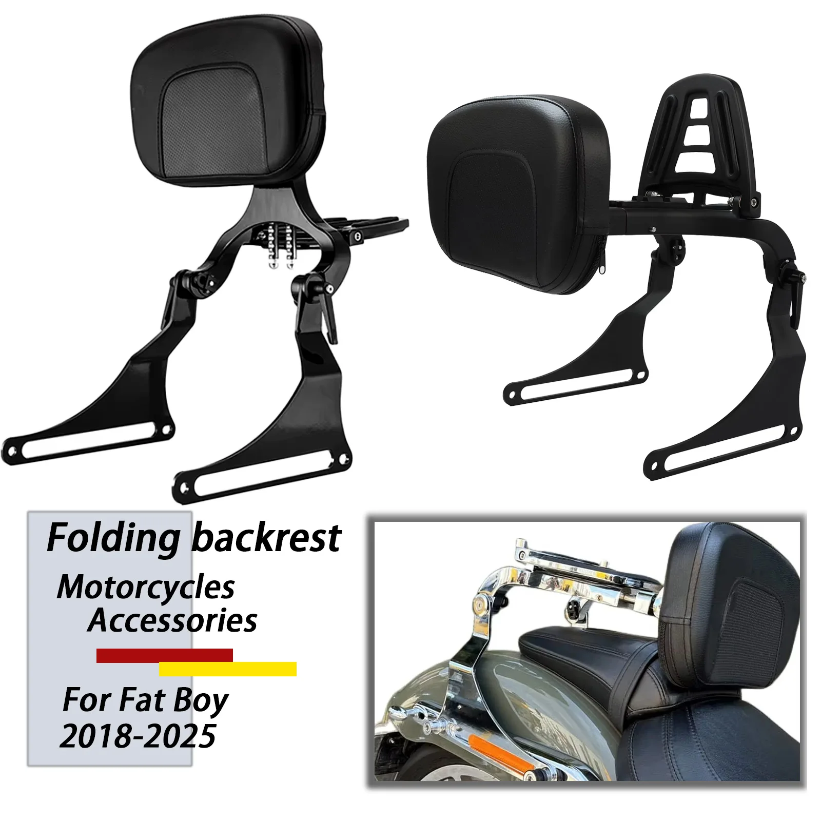 For Harley Fat Boy Breakout FXBR FLFB FXBRS FLFBS 2018-2025 Multi Purpose Adjustable Motorcycle Backrest Passenger Sissy Bar