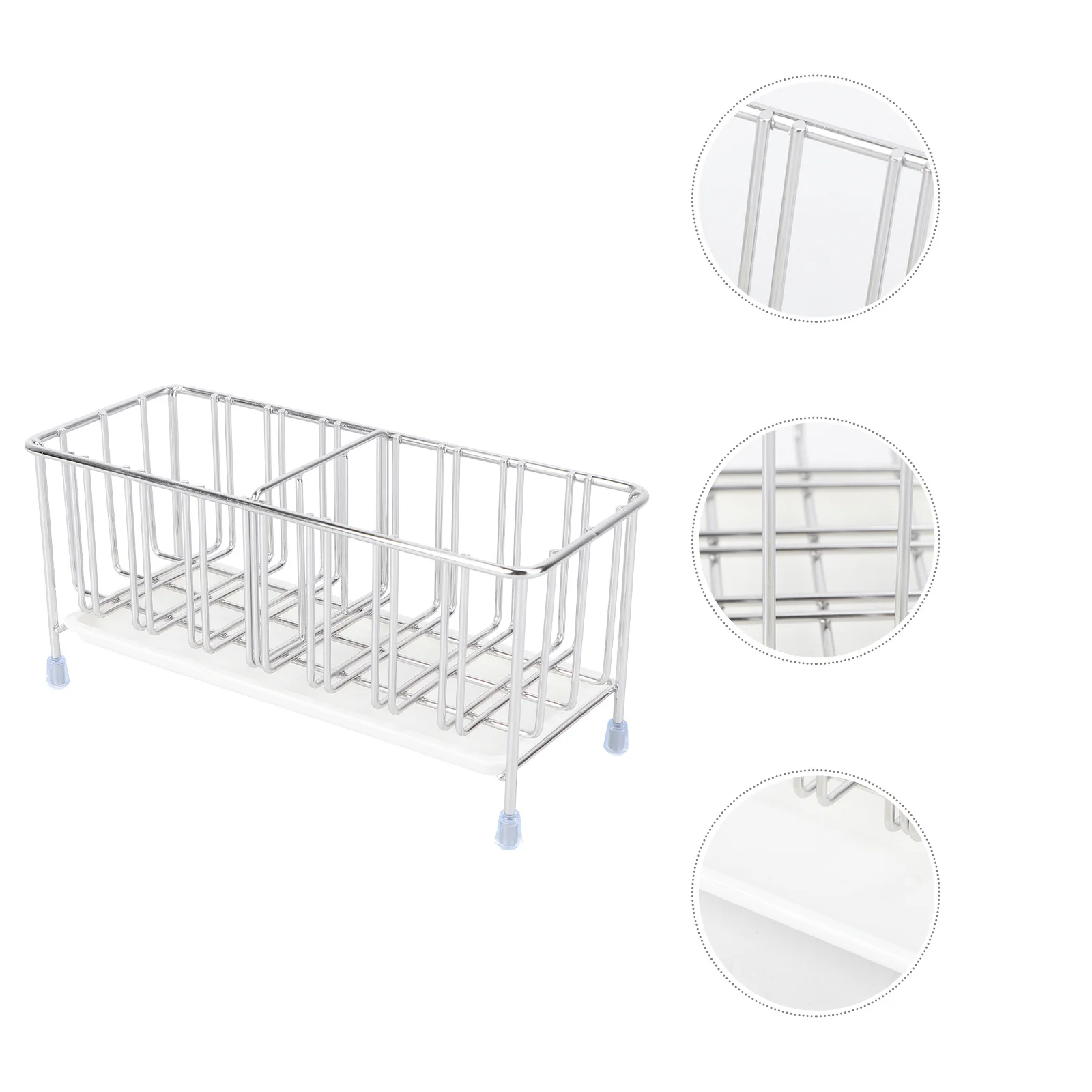 

1pc Stainless Steel Draining Sink Rack Kitchen Storage Shelf Multi-Function Organizer For Cleaning Cloths Utensils Silver