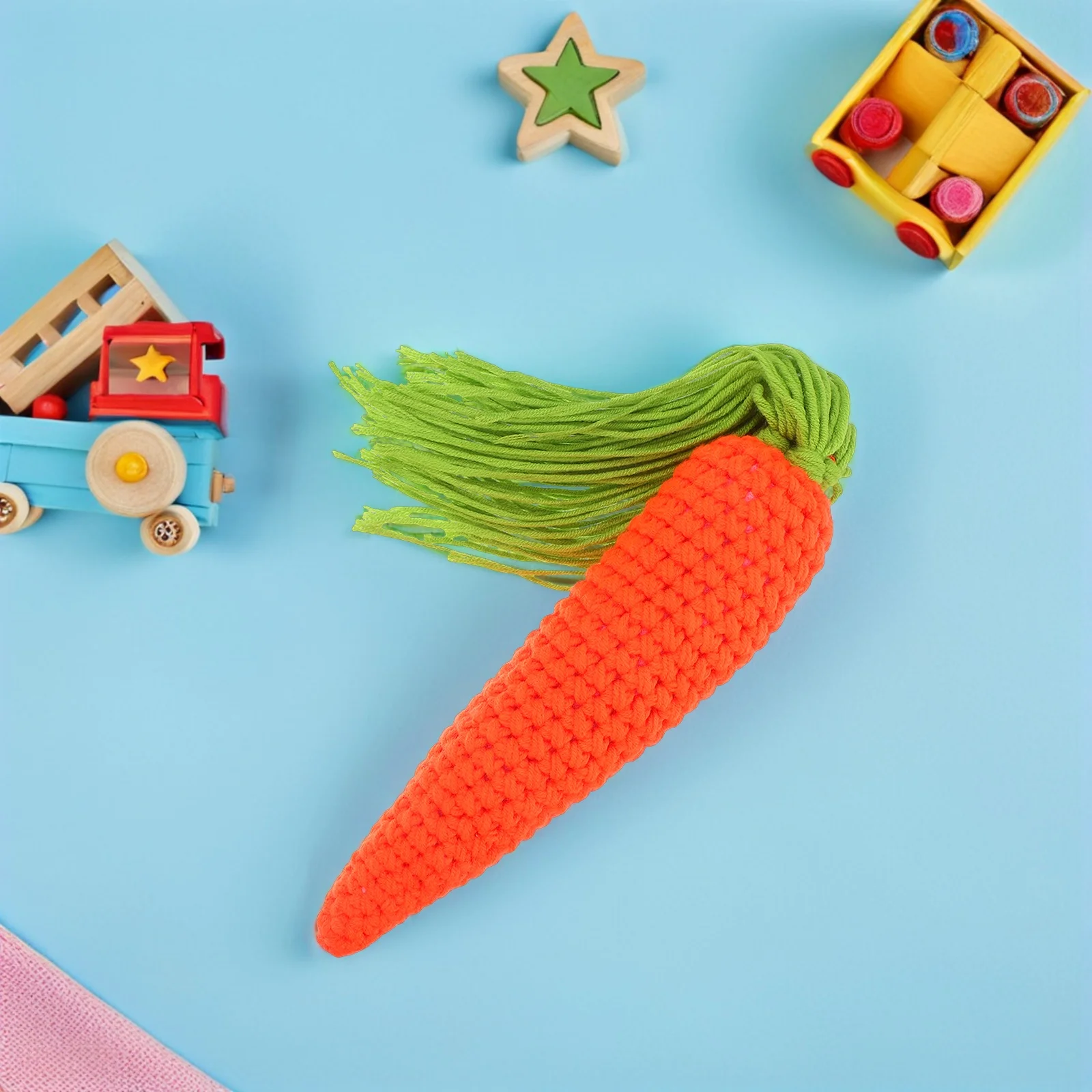 

Carrot Toy Photo Props Knitted Vegetable Rabbit Models Children Toys Easter Gifts Soft Woolen Yarn Handmade Crochet Carrot