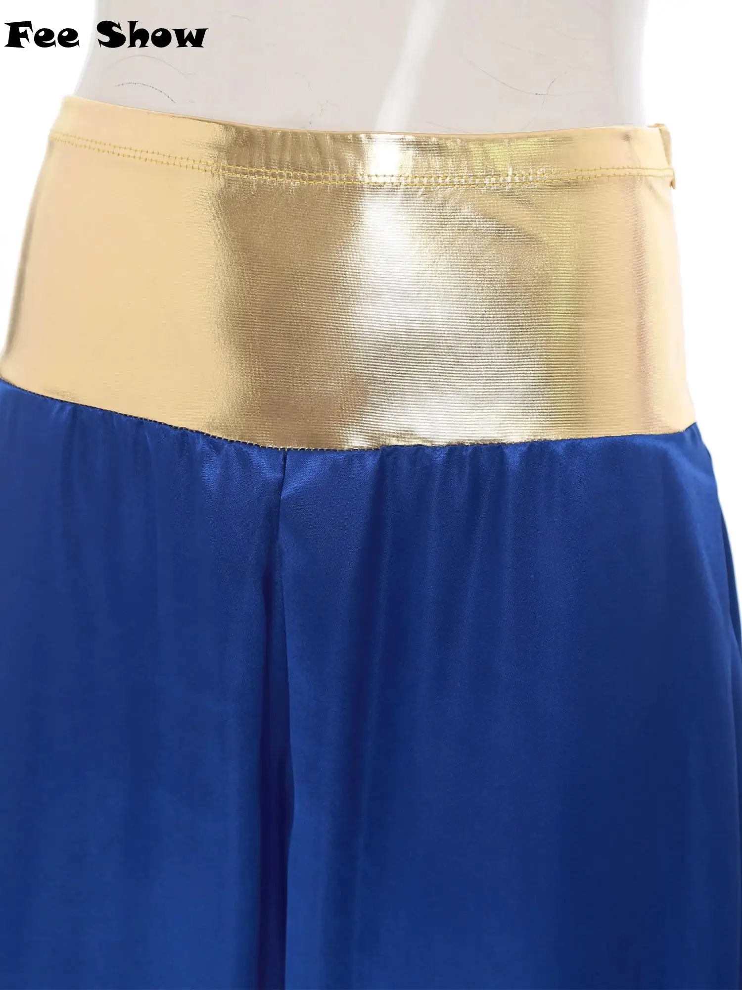 

Womens Magical Hippie Harem Pants Metallic Shiny Patchwork Lantern Long Pants Arabian Princess Costume for Halloween Cosplay