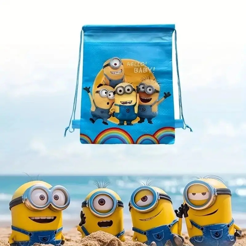 Minions animation peripheral creative kawaii printed drawstring bag cartoon cute children non-woven drawstring bag wholesale