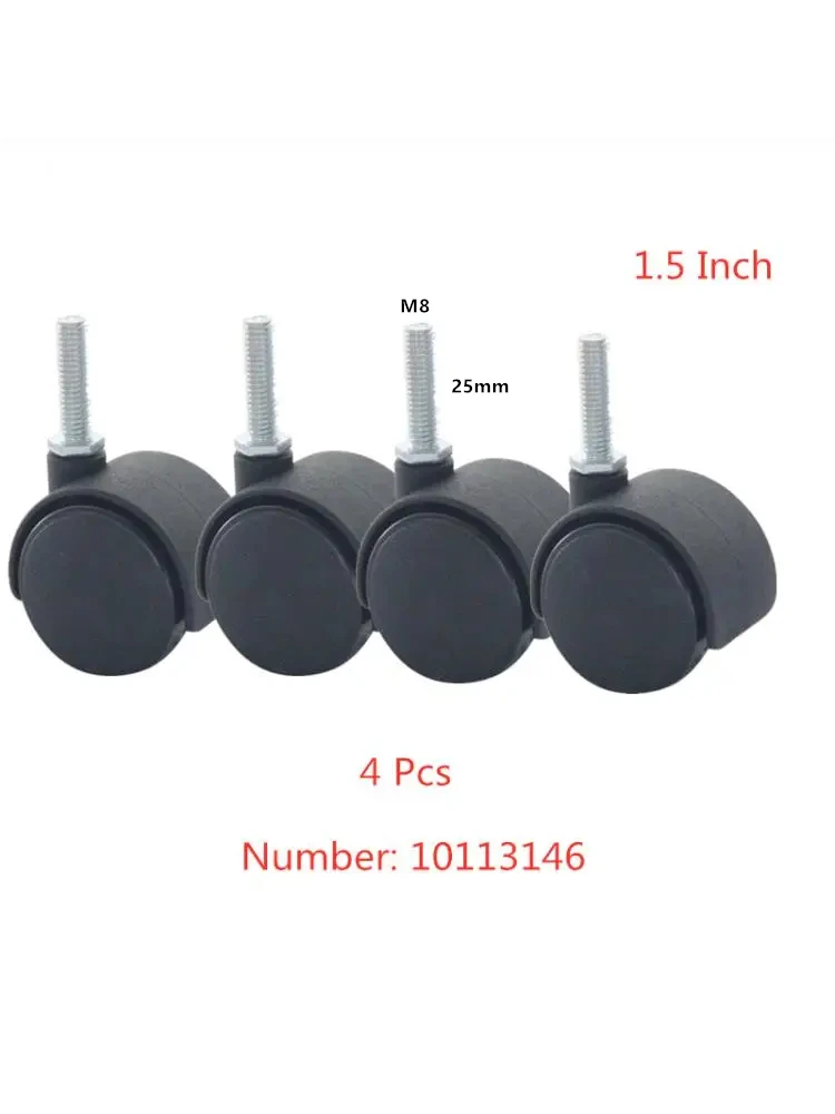 4 Pcs 1.5 Inch Screw M8 Thread 25mm Large Shift Wheel Mobile Cabinet Furniture Universal Home Manufacturer Direct Sales