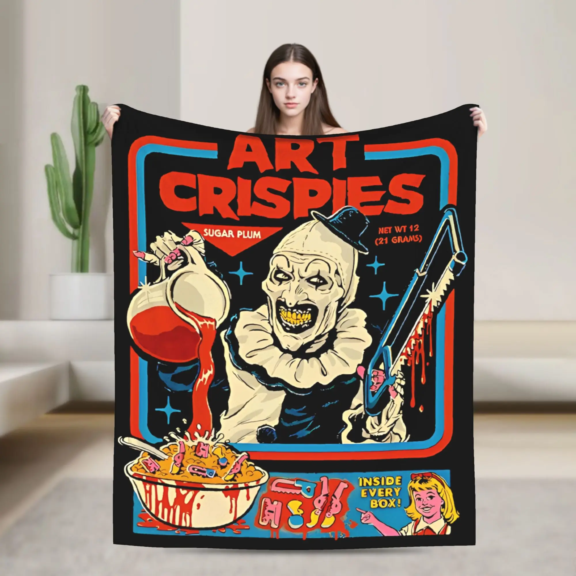 Terrifier Art the Clowns Blanket  Horror Movie Plush Funny Breathable Throw Blankets for Bedspread Decoration