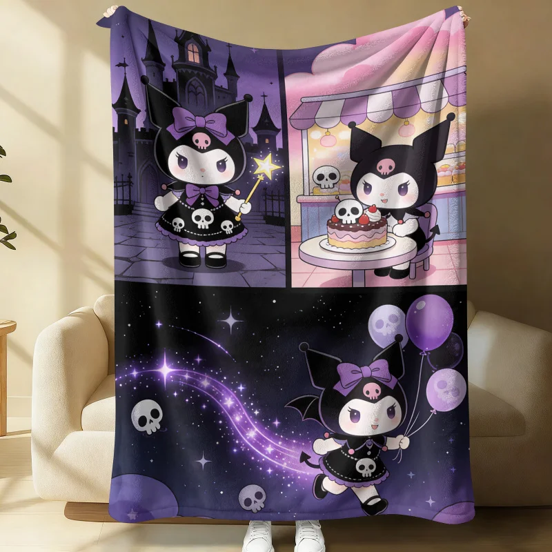 

Kuromi Sweet Dark Throw Flannel Fleece Blanket Soft Warm Fluffy Cute Sofa Bed Cover Office Nap Shawl Lightweight Blanket Gift