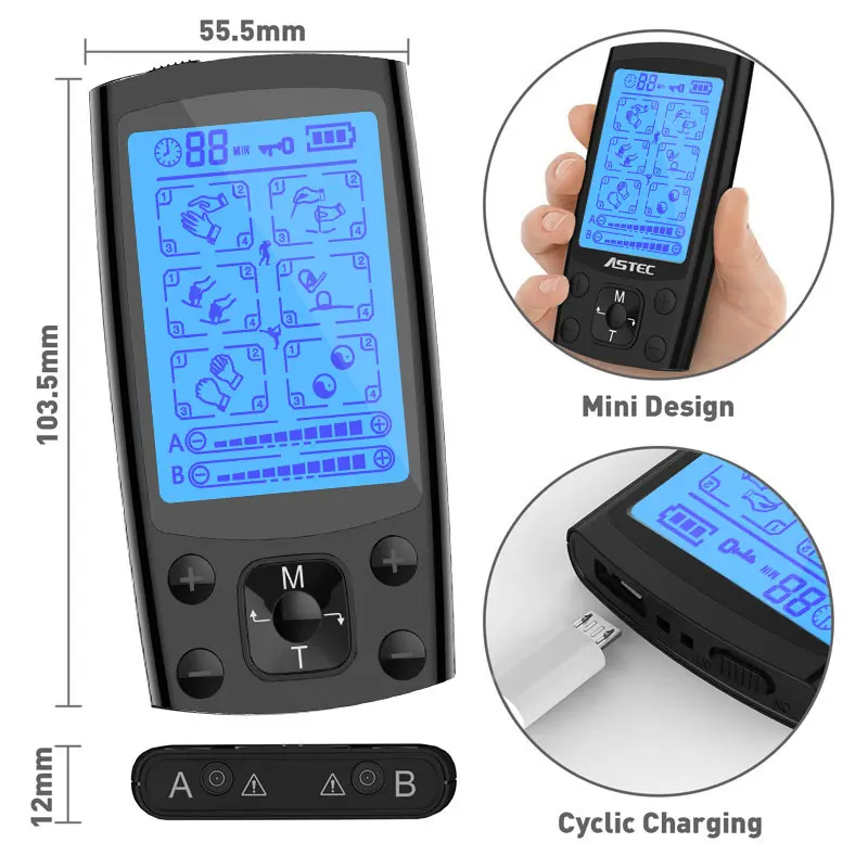 Masaje eléctrico TENS electroacupuntura EMS, para el cuerpo estimulador muscular, masajeador muscular, alivio del dolor, fisioterapia eléctrica Tens