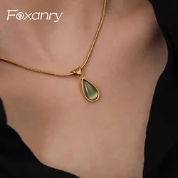 Foxanry Vintage Punk Sweater Necklace for Women Couples Trendy Elegant Water Drop Zircons Pendant Wedding Party Jewelry Gifts