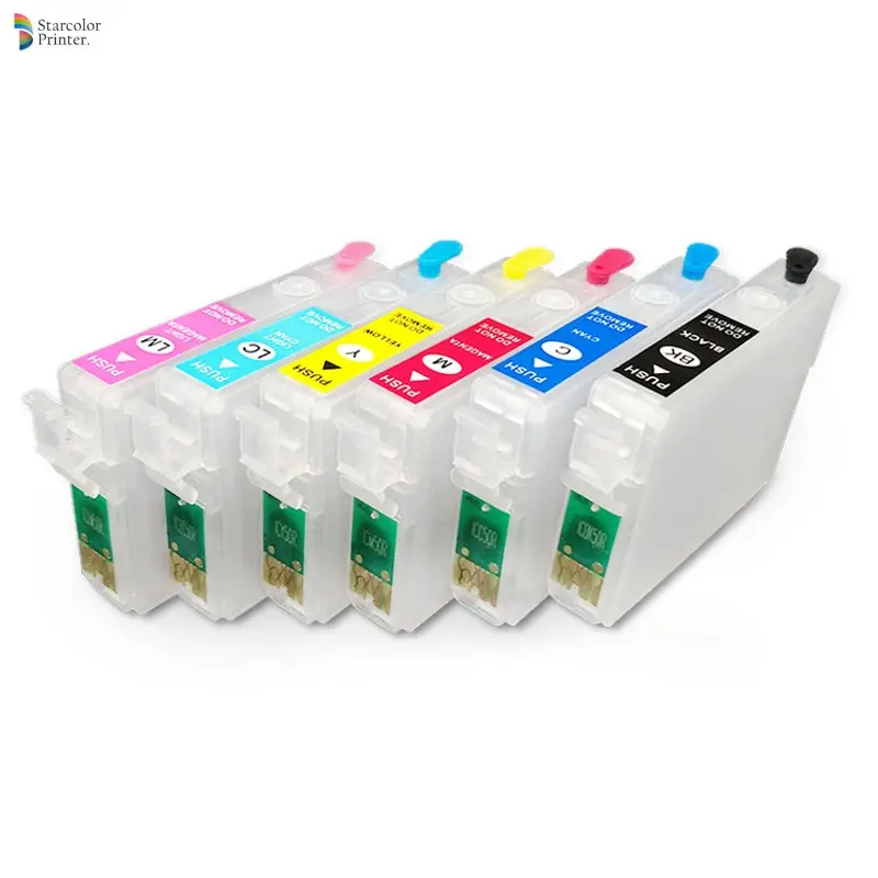 

6Colors/Set T0791-T0796 Refillable Ink Cartridge With Chip For Epson Stylus Photo 1400 1410 P50 1500W PX650 PX660 PX700W PX710W